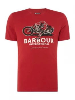Mens Barbour Bike Drawn Print T Shirt Red