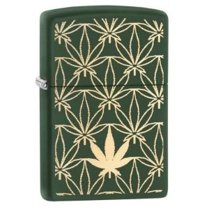 Zippo Marijuana Pattern Green Matte Finish Windproof Lighter