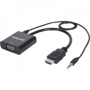 Manhattan HDMI / Jack / VGA Adapter [1x HDMI plug - 1x VGA socket, Jack socket 3.5 mm] Black 0.26 m