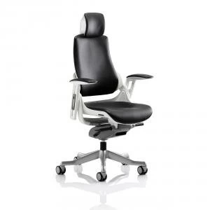 Adroit Zure Executive Chair With Arms With Headrest Leather Black Ref