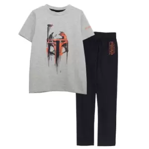 Star Wars Boys The Mandalorian Boba Fett Pyjama Set (3-4 Years) (Black/Heather Grey)