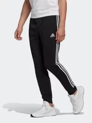 adidas Essentials French Terry Tapered Cuff 3-stripes Joggers, Black/White Size M Men
