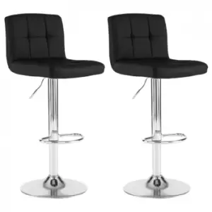 Neo Black Faux Leather Bar Stools With Polished Chrome Legs Set Of Two
