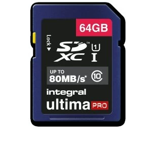 Integral 64GB SD Card SDXC Cl10 80 Mb/S