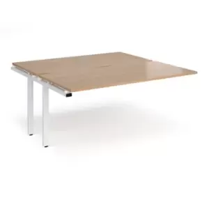 Bench Desk Add On Rectangular Desk 1600mm With Sliding Tops Beech Tops With White Frames 1600mm Depth Adapt