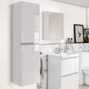 White Wall Hung Tall Bathroom Cabinet 400mm - Pendle