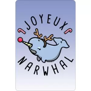 Greet Tin Card Joyeux Narwhal Christmas Plaque (One Size) (Blue)
