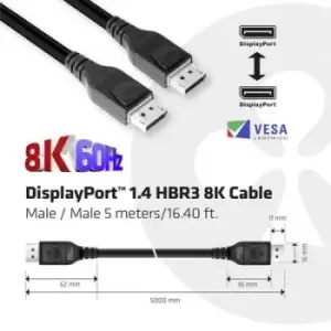club3D DisplayPort Cable DisplayPort plug, DisplayPort plug 5m Black CAC-1061 Ultra HD (8K) DisplayPort cable