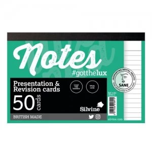 Silvine Revision Presentation And Note Cards White PK50
