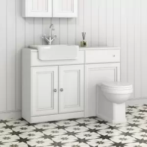 1200mm White Toilet and Sink Unit with Traditional Toilet - Westbury