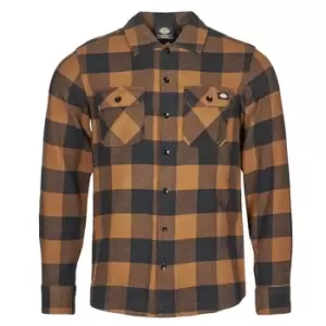 Dickies NEW SACRAMENTO SHIRT mens Long sleeved Shirt in Brown. Sizes available:XXL,S,M,L,XL