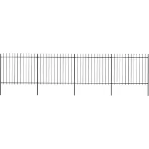 Garden Fence with Spear Top Steel 6.8x1.5 m Black vidaXL - Black