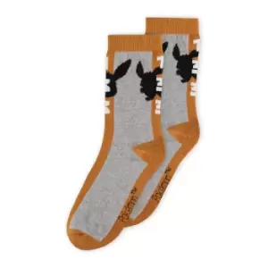 Pokemon Eevee #133 Novelty Socks, Unsex, 35/38, Orange/Grey...