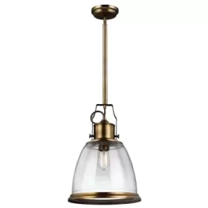 1 Bulb Ceiling Pendant Light Fitting Aged Brass Finish LED E27 75W Bulb