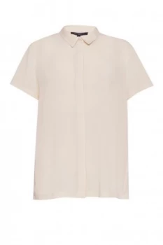 French Connection Classic Crepe Short Sleeve Shirt Cream
