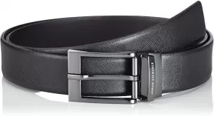 Armani Exchange Reversible Plaque Leather Belt