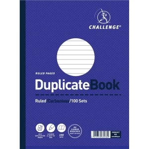 Challenge 248mm x 187mm 100 Sheets Side Taped Ruled Perforated Duplicate Book Blue