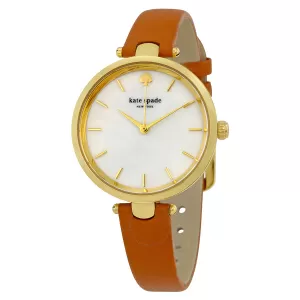 Kate Spade New York Womens Holland Three-Hand Luggage Leather Watch - Light Brown