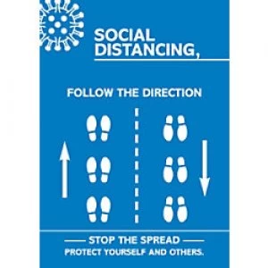 Seco Health & Safety Poster Social distancing - follow the direction Semi-Rigid Plastic 29.7 x 42 cm