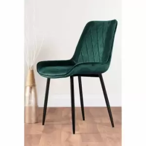 Furniture Box 2 x Pesaro Velvet Black Metal Leg Contemporary Luxury Dining Chairs Set Green