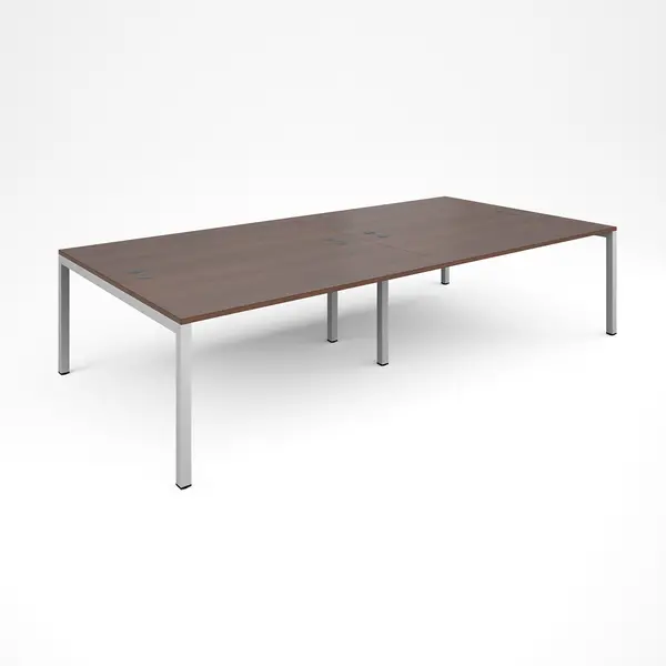 Connex Double Back to Back Office Desk - 3200mm x 1600mm - White - Walnut