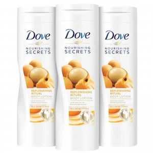 3x Dove Nourishing Secrets Replenishing Ritual Body Lotion 250ml with Marula Oil & Mango Butter All Skin Types