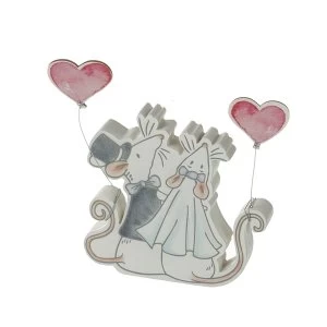 Mr & Mrs Mouse With Heart Balloons Decoration Wedding Keepsake Gift By Heaven Sends