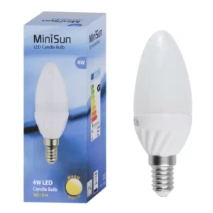 2 x 4W SES E14 Warm White LED Frosted Candle Bulbs