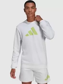 Adidas Future Icons Sweat, White/Lime Size M Men