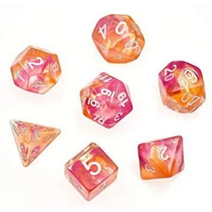 Yellow & Red Translucent Polyhedral Dice Set