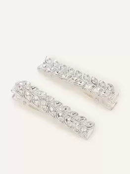 Accessorize 2 X Crystal Leaf Snap Clips