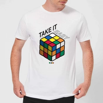 Take It Easy Rubik's Cube Mens T-Shirt - White - XL