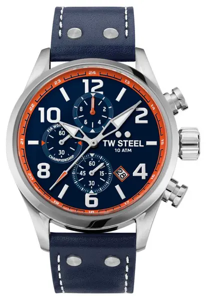 TW Steel VS89 Volante Blue Chronograph Dial Blue Leather Watch