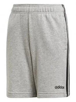 adidas Boys 3 Stripe Knit Shorts - Grey, Size 11-12 Years