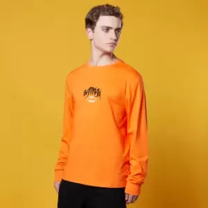 Batman Embroidered Chest Long Sleeve T-Shirt - Orange - XXL