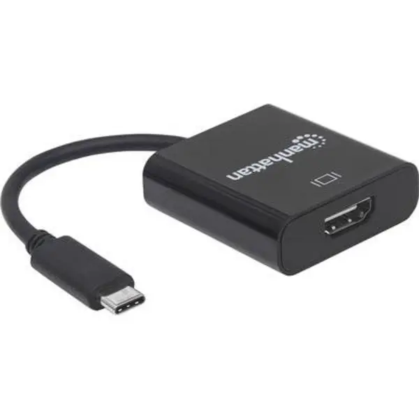Manhattan 151788 USB / HDMI Adapter [1x USB 3.2 2nd Gen connector C (USB 3.1) - 1x HDMI socket] Black Colour-coded, Flexible, Metal foil shield, UL-ap