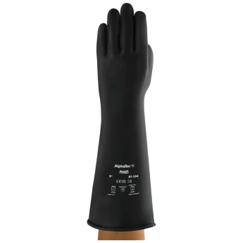 Chemical Resistant Gloves, Black Latex, Size 9 - Ansell