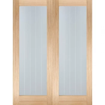 LPD Mexicano Unfinished Oak Glazed Internal Door Pair - 1981mm x 1220mm (78 inch x 48 inch)
