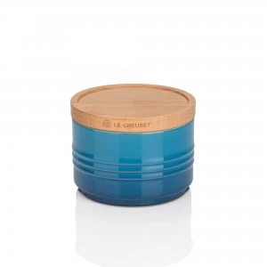 Le Creuset Small Storage Jar with Wood Lid Marseille Blue