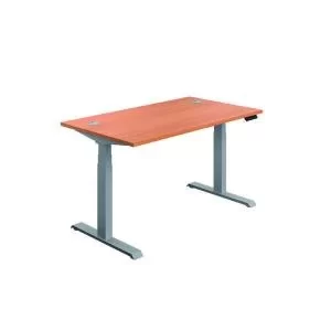First SitStand Desk 1400x800x630-1290mm BeechSilver KF820604 KF820604