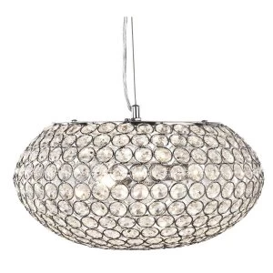 3 Light Ceiling Pendant Chrome with Glass Crystals, G9