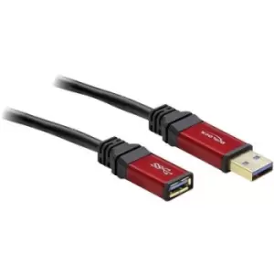 Delock USB cable USB 3.2 1st Gen (USB 3.0 / USB 3.1 1st Gen) USB-A plug, USB-A socket 2m Red, Black gold plated connectors, UL-approved 82753