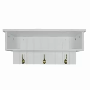 Techstyle New England Wall Mounted Hall Rack With Storage And 3 Coat Hooks White