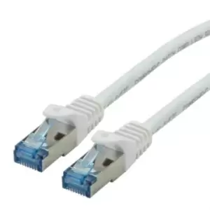 Roline Shielded Cat6a Cable Assembly 300mm, LSZH, White, Male RJ45
