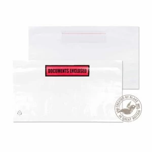 Blake Purely Packaging DL 235mm x 132mm Wallet Peel and Seal Printed Documents Enclosed Envelope WhiteClear Pack of 1000