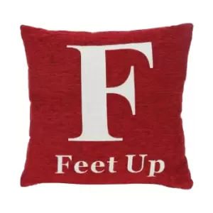 "Feet Up" Red Filled Cushion 45x45cm