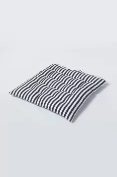 Black and White Stripe Seat Pad with Straps 100% Cotton