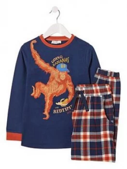FatFace Boys Orangutan Check Pyjama Set - Orange, Size 10-11 Years