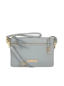 Pure Luxuries London Lytham Leather Zip Top Cross Body Clutch Bag - Blue