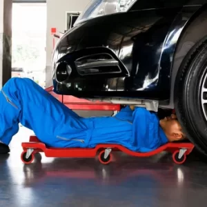 DURHAND Mechanic Vehicle Creeper w/ Wheels Under Car Repair Portable Headrest Tray Red